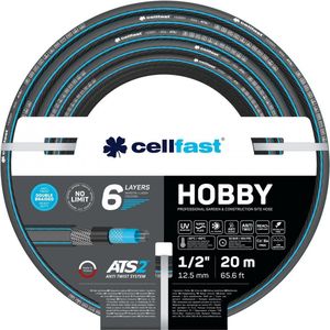 Cellfast HOBBY Tuinslang, duurzaam, flexibel, 6-laags, kruisgevlochten, uv- en algenbestendig, zonder zware metalen, 32 bar, -20/+60° 1/2"", 20 m