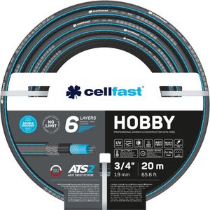 Cellfast Hobby Tuinslang, robuust, flexibel, 6-laags, ATS2 kruisvlecht, UV- en algen, vrij van zware metalen, 32 bar, -20/+60 ° С temp. 3/4"", 20 m