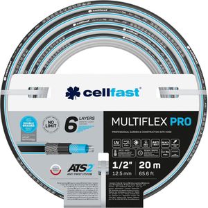 Cellfast MULTIFLEX PRO tuinslang, robuust, 6-laags, ATS2 vlecht, uv-bestendig, algen, vrij van zware metalen, fluweeltechnologie, 35 bar, -20/+65 ° С temp. 1/2"", 20 m