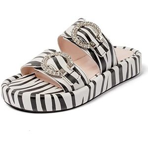 L37 HANDMADE SHOES It's Unusual Sandal voor dames, zwart wit, 35 EU