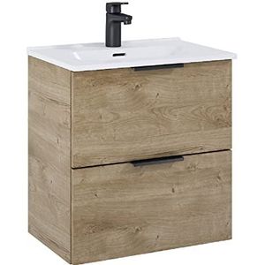 Elita Highway 50 stuks badkamermeubels 50 cm 2 laden keramische badkamermeubels met wastafel modern elegant houtmateriaal Canela eiken