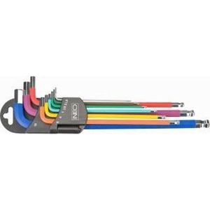 Neo Tools Inbusset 1,5-10mm, Gekleurd, Din 911, Iso 2936, Sncm-v Staal