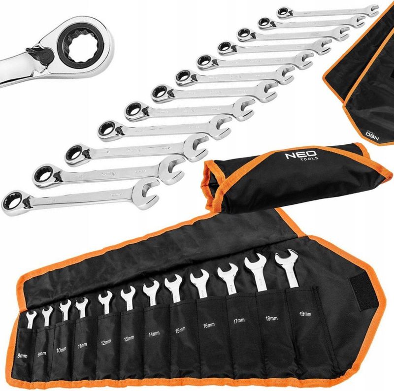 Neo tools Ratel- en Combinatiesleutel set van 12 stuks
