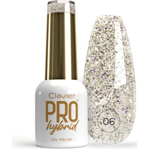 Clavier Pro Hybrid Gellak Bijou Bright Grijs Glitter Beige - 06 - Beige, Glitter, Grijs - Glanzend - Gel nagellak