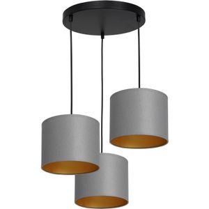 Luminex Hanglamp Soho, cilindrisch rond 3-lamps grijs/goud