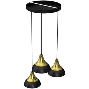 Luminex Maro hanglamp zwart/messing 3-lamps rond