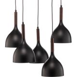 Hanglamp aan een koord NOAK WOOD 5xE27/60W/230V zwart/donker hout