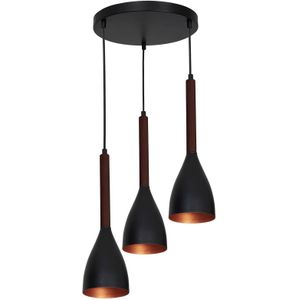 Luminex Hanglamp Muza rond 3-lamps rond zwart/goud