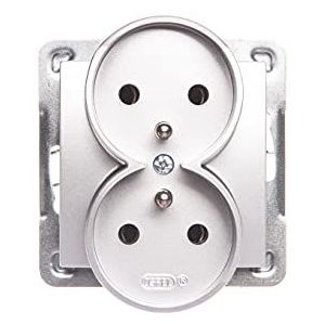 Ospel Double Impression socket 16A zilver (GP-2YRZ/m/18)
