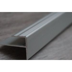 Aluminium F-vorm trapprofiel voor laminaat zilver- 8mm X 120cm x ( set van 15 stuks )  Trapneuzen, Hoekprofielen