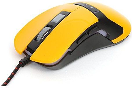 VARR OM-270 6 knops Gaming Mouse 1200-1600-2400-3200DPI geel met anti=zweet coating en multi-kleur LED verlichting
