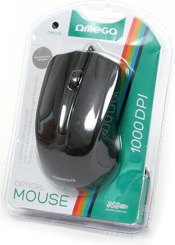 OMEGA OM05B - Muis - Zwart - Optisch - USB Type-A - 1000 DPI