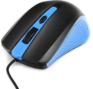 Omega - OM05BL - Muis - Zwart - Blauw - Bedraad - Ergonomisch ontwerp