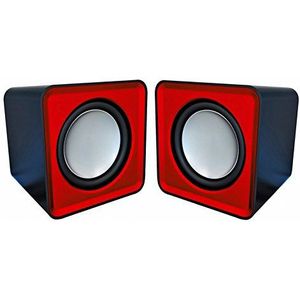 Omega Compact Stereo Speaker Red 6W zwart rood luidspreker - luidspreker (2.0 kanalen, USB, 6 W, 90-20000 Hz, zwart, rood)