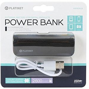 PLATINET Power Bank leer, 2600 mAh, zwart + microfoon