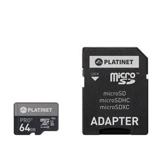 Platinet MicroSDHC Kaart inclusief Adapter - Class10 - 64GB