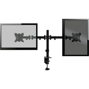 OMEGA Dubbele monitor arm voor bureaus en tafels, voor twee 13 tot 27 inch schermen, Vesa standaard 75 / 100, rotate / tilt, zwart