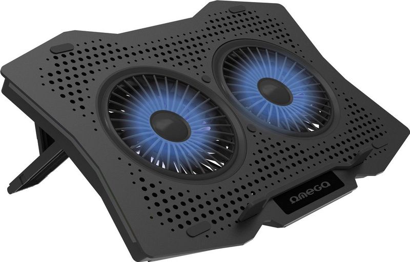 OMEGA Laptop Cooler pad voor laptops van 10 tot 18 inch, 410*280*34mm - 2 fans - 6,5 tot 45 graden tilt
