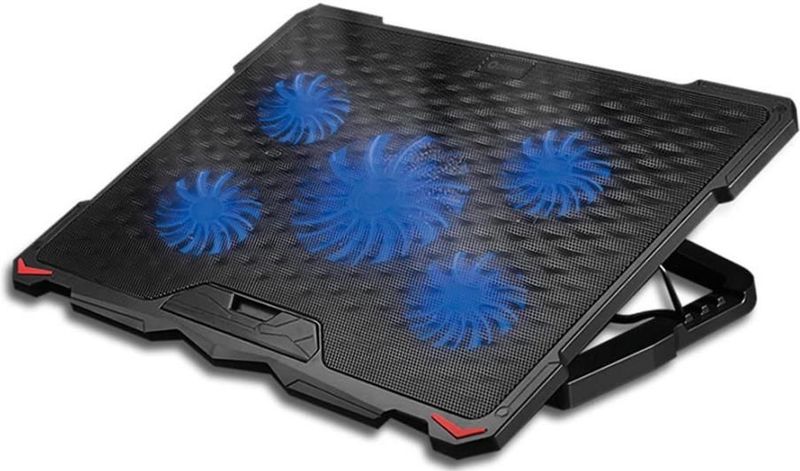 Platinet PLCP5FB Laptopkoeler - Zwart - Hoogte Verstelbaar - 5 Ventilators - 2xUSB