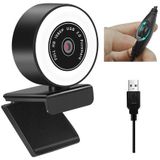 Platinet PCWC2KAF Webcam met microfoon - Voor PC, laptop - ingebouwd LED licht - Zwart/Wit