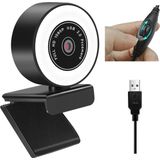 Platinet PCWC2KAF Webcam met microfoon - Voor PC, laptop - ingebouwd LED licht - Zwart/Wit