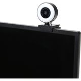 Platinet PCWC2KAF Webcam met microfoon - Voor PC, laptop - ingebouwd LED licht - Zwart/Wit