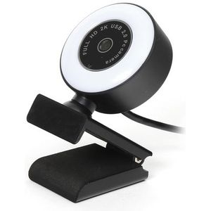 Platinet PCWC2KAF Webcam met microfoon - Voor PC, laptop - ingebouwd LED licht - Zwart/Wit