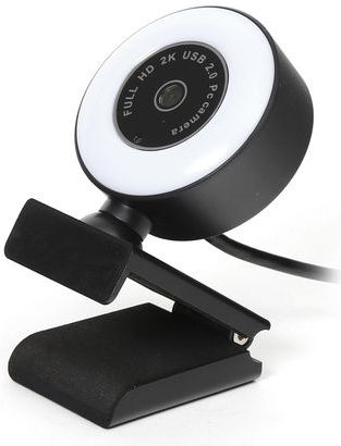 Platinet PCWC2KAF Webcam met microfoon - Voor PC, laptop - ingebouwd LED licht - Zwart/Wit