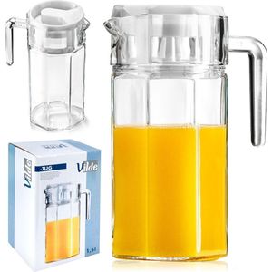 Karaf - Glas - 1,5 l - Transparant - Deksel van Kunststof