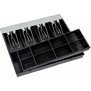 Kassalade, 16 inch kassalade register insert lade vervanging met 5 roosters en 4 muntdozen ontwerp voor kleine contant geld opbergdoos (zwart Kassalade, 16 inch kassalade register insert lade vervanging met 5 roosters en 4 muntdozen ontwerp voor kleine contant geld opbergdoos (zwart