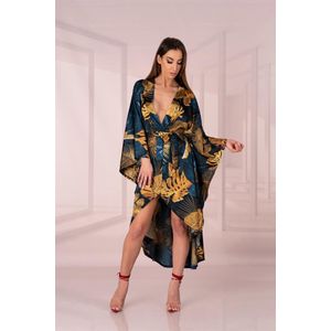 Strand Badjas - Blauw/Goud - Model: Handis