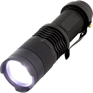 CREE Q5 Mini LED Zaklamp - 2 stuks - 220 Lumen - Zoom Functie - Zwart