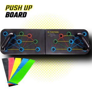 Uitklapbaar Opdruk Bord - Push Up Board - 5 Weerstandsbanden - Push Up Bars - Fitness Elastiek