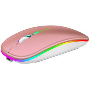 Stijlvol Draadloos Comfort: RGB LED Muis met Ingebouwde Batterij & Bluetooth! Roze