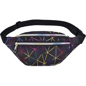 Festival Tasje Heuptasje - voor Dames of Heren - GALAXY- Zwart - Fanny Pack - Heuptas Holografisch