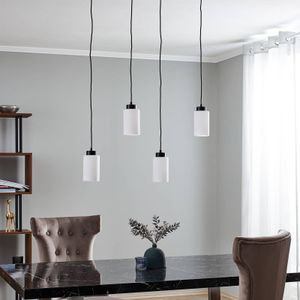 BRITOP Hanglamp Vitrio, 4-lamps, langwerpig, zwart/wit