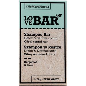 LOVE BAR Bergamot + Limoen Vaste Shampoo (Normaal & Vettig Haar) - 2 x 30 g