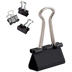D.RECT | 12 stuks documentenklemmen | 25 mm | multifunctionele papierklemmen | bindclips | metalen papieren tekentang voor notities | briefpapier | clip kantoorbenodigdheden | zwart