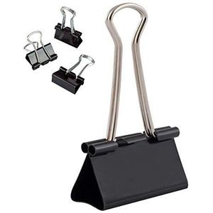 D.RECT 360056 12 stuks metalen vouwklemmen, 41 mm, zwart, multifunctionele klemmen, metalen bindklemmen voor notities, paperclips, schrijfwaren, paperclips