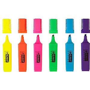 D.RECT 1127 Markeerstift met Schuine Wigvormige Punt 6-kleurset