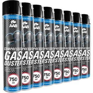 8 x AAB Compressed Gas Duster 750ml - Air Duster for Cleaning Computer, Keyboard, and Other Office Equipment, Compressor, Air for PC, Keyboard Cleaner, Aerosol Duster, Can Computer Cleaning Kit