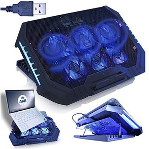 AABCOOLING Scutum - Ventola Computer con 6 Ventole, Regolazione Dell'inclinazione e Retroilluminazione a LED Blu | Supporto Notebook | Base PC | Ventola PC | Base