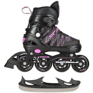 NILS Extreme NH11912 A 2IN1 SKATES ZWART/ROZE MAAT. M (35-38) MET VERWISSELBARE HOCKEYSCHAATSEN