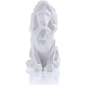 Candellana 3D-sculptuur om in te kleuren in een set met 4 kleuren en 2 penselen Lion Low Poly 15 cm hoog, 3D-gipsfiguur om te beschilderen als decoratie, huisdecoratie om te knutselen en sieraden