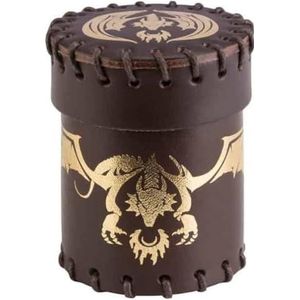 Q WORKSHOP Flying Dragon Brown & Gold Leather Dice Cup