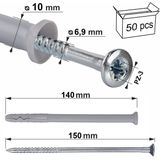 Hoenderdaal - Nagelplug - Trompetkraag - 10 mm - 140 mm - 50 stuks