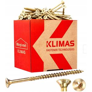 KLIMAS Houtschroeven voor de bouw, met verzonken kop, TX-spaanplaatschroef (4,0 x 50 mm, 300 stuks)