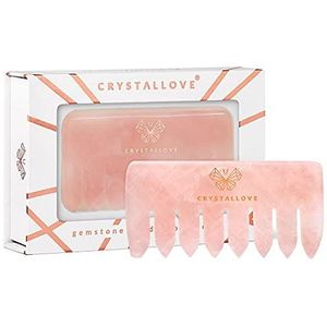 Crystallove Rose Quartz Comb massage-instrument voor haar en lichaam