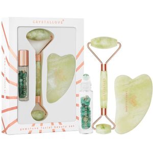 Crystallove - Jade Beauty - Gezichtsmassage - Luxe Set - Inclusief Gua Sha en Glazen Flesje