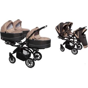 TRIPPY kinderwagen - triplets - 3 zits buggy 2 in 1 (levertijd 3 á 4 weken) Beige